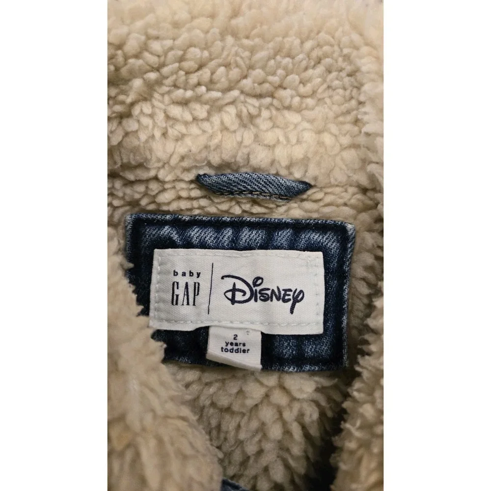 Baby Gap Girls Size 2 Disney Minnie Mouse Fleece Sherpa Denim Fancy Jean Jacket